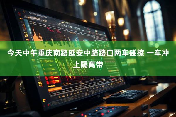 今天中午重庆南路延安中路路口两车碰擦 一车冲上隔离带